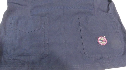 Koi Lite Scrub Top Navy Sz L Slim Fit Dobby 100% Poly Rib 92% Poly/8% Spandex - Picture 10 of 11