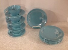 16PC VTG RUSSEL WRIGHT HOME DECORATOR RANCHLAND LEAF AQUA MELMAC DINNERWARE