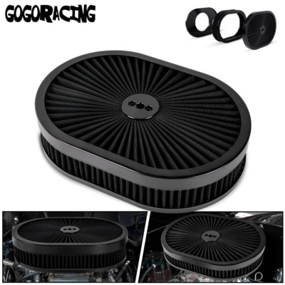 12'' Oval Super flow Thru Air Cleaner Washable For SBC Chevy Ford 5-1/8 Carb Neck