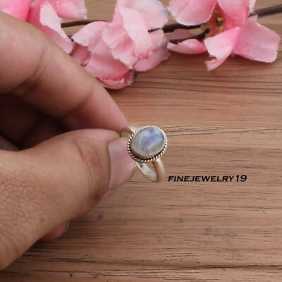 Moonstone Ring Solid 925 Sterling Silver Ring Band Ring
