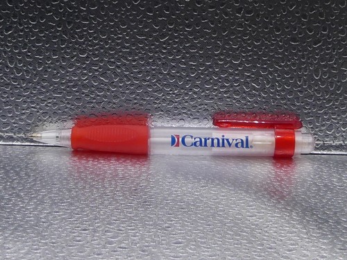 Carnival Cruise Line Clear Red Blue Advertising Ballpoint Pen - Picture 7 of 9