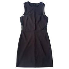Express Dress Womens 6 Black Sleeveless Stretch Knee Length Bodycon with Mesh