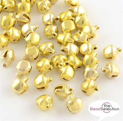 100 GOLD KLINGELN JINGLE BELLS CHARMS 9mm XMAS TOP QUALITÄT GLOCKE1