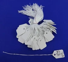 100 Qty Blank White Strung Merchandise Price Tags #1