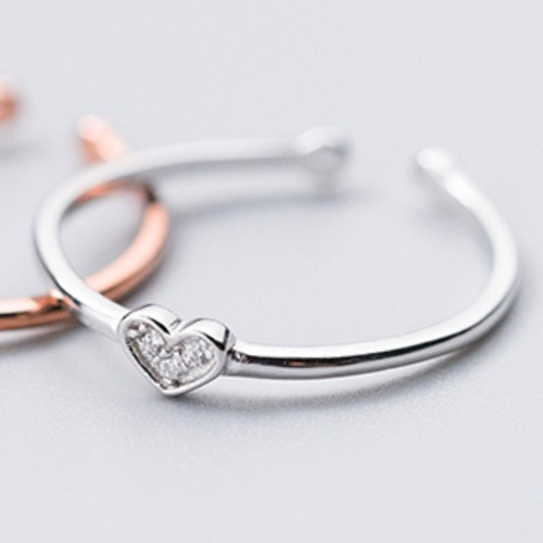 Genuine Sterling Silver Heart Star Solid Band Lady Girls Stacking Cuff Midi Ring - Picture 44 of 106