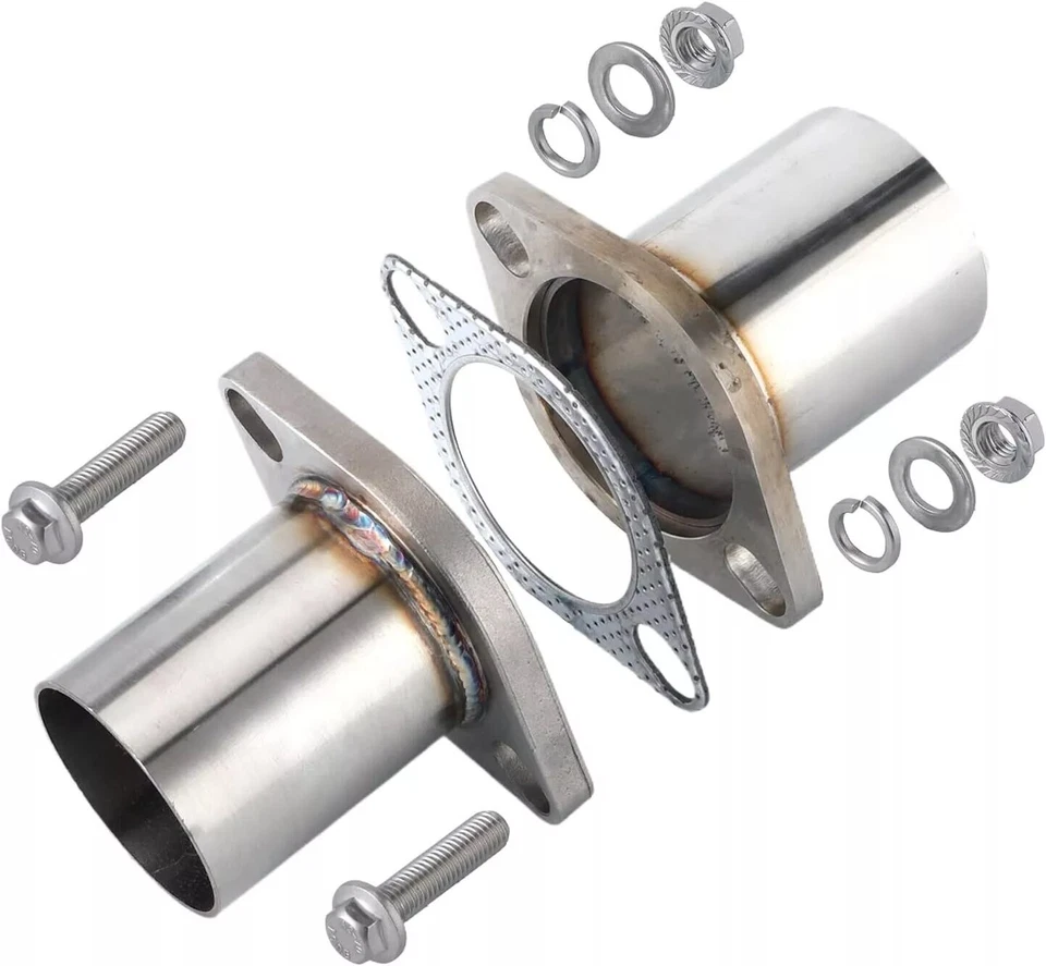 All Out Fab 2.5 inch Exhaust Flange Repair Pipe Kit 2 Bolts & Gasket hardware Foto 3 de 4