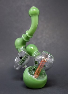Hookah Water Pipe 7'' Milky Green Double Chamber Tobacco Bubbler Bong - Fast Ship