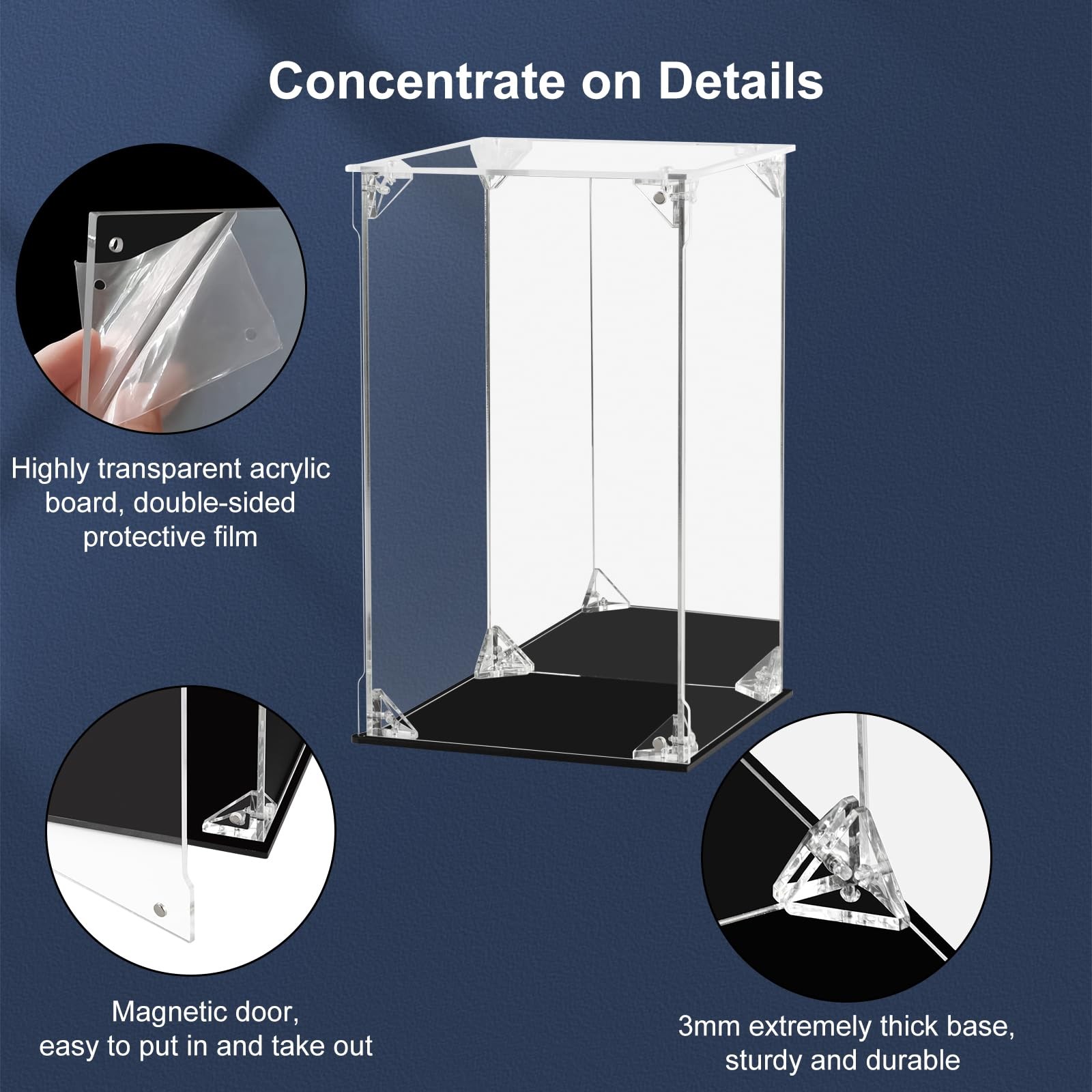 Acrylic Display Case for Collectibles Assemble Clear Acrylic Display with Mir...