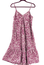 GAP Women's Pink Floral Spaghetti Strap Tiered Maxi Dress Size Large
