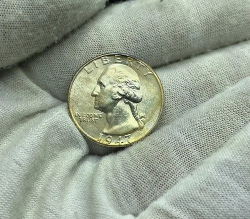 1947-P Washington Silver Quarter Gem BU MS UNC Toned D267