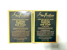 2 Shea Moisture African Black Soap Eczema Therapy Bar Soap Shea Butter 5oz