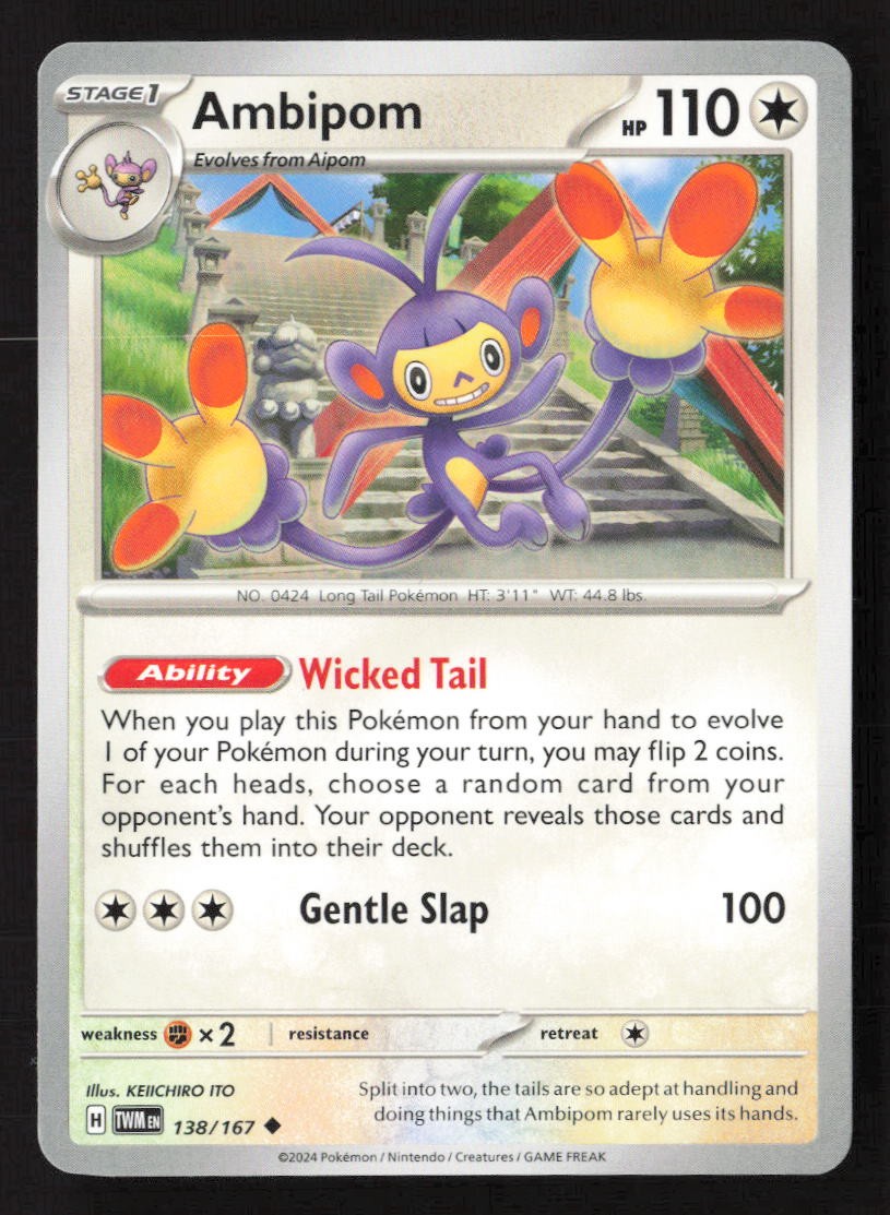 Ambipom Uncommon TWM 138/167 NM Pokemon TCG