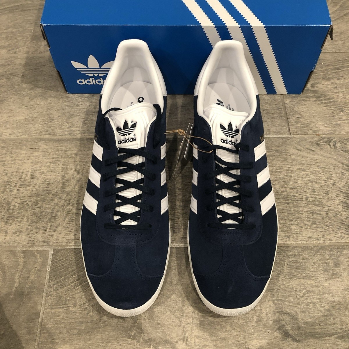 New Adidas Originals Gazelle Navy Blue White Sneakers BB5478 Men's