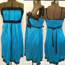betsey johnson blue black silk lace slip dress pin up greaser rockabilly NWT 10