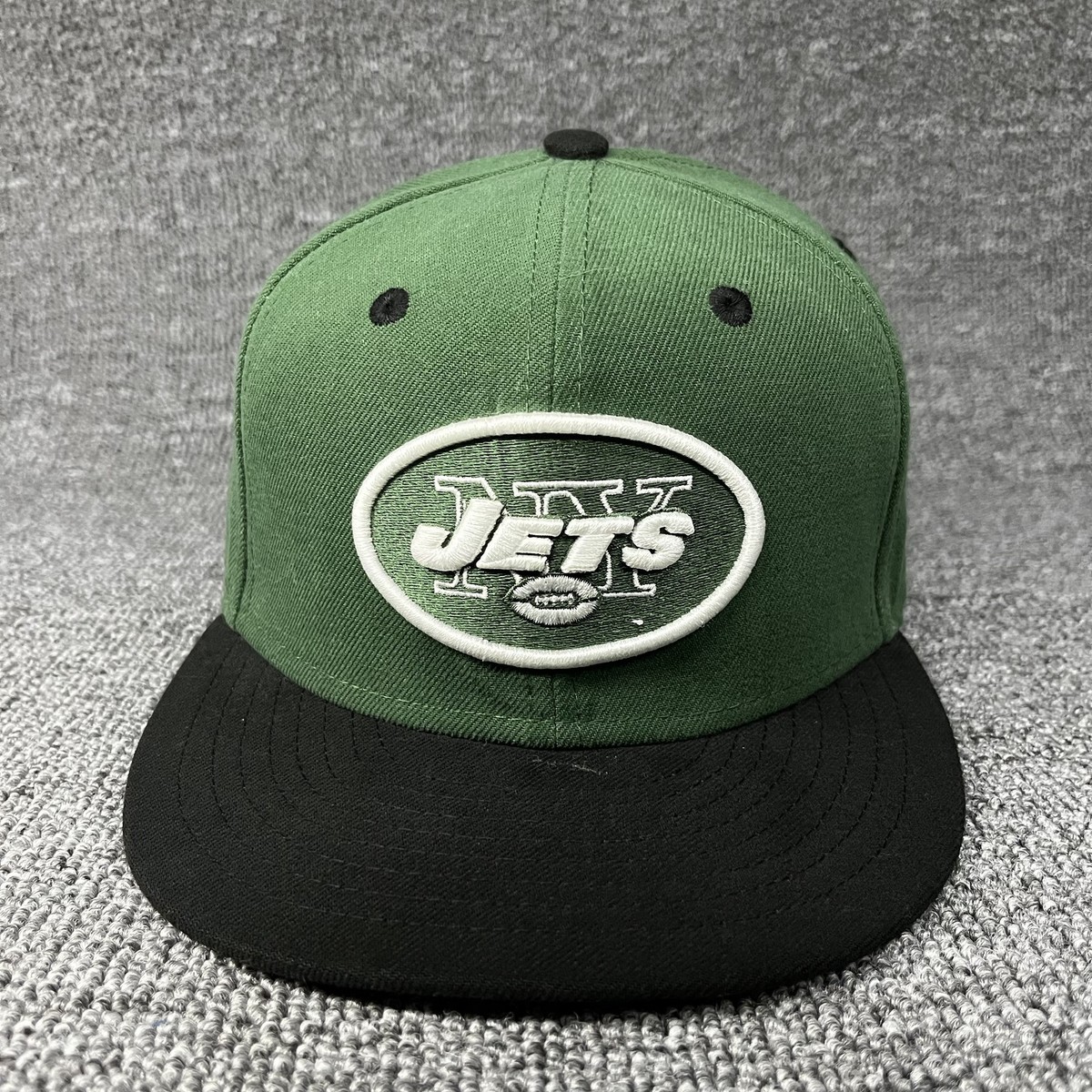 New Era 59FIFTY New York Jets NFL Fitted Hat Size 8 Green Black Flat Brim Cap