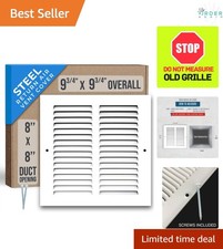 Steel Return Air Grille 8x8 Duct Opening White HVAC Cold Air Intake Cover