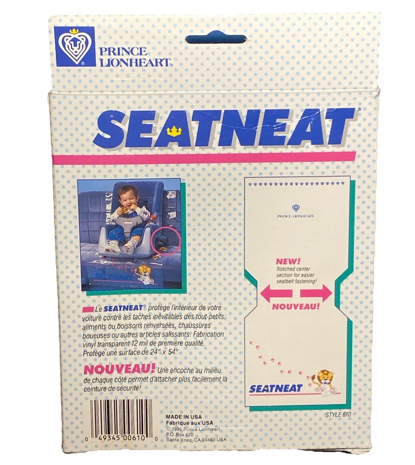 Alfombrilla tapizada asiento de coche de bebé SeatNeat DE COLECCIÓN - 1990 Prince Lionheart Nuevo de Lote Antiguo Foto 2 de 4