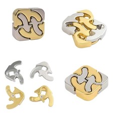 Brain Teaser Hanayama Level 6 Cast Puzzle, Gold  Silver Metal