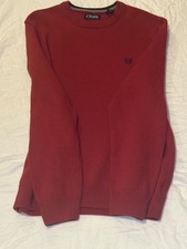 Chaps Men's Red Cotton Knit Crew Neck Pullover Sweater XL Long Sleeve