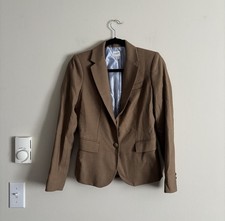 J Crew Schoolboy Blazer Gold Button Camel Tan Wool Womens 0 Preppy Minimalist