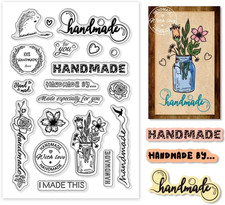 Word Clear Stamps, Handmade Text Rubber Stamp Transparent Silicone Stamps PVC Pl