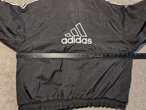 Vintage Adidas Jacket Mens XL Black Quilted Striped 90s Windbreaker Parka - Picture 7 of 10