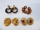 4 Pair of Vintage Costume Jewelry Earrings- Monet Trifari Weiss CastleCliff