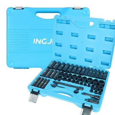 INGJER 3/8 Impact Socket Set, 50 Piece SAE and Metric Set, Standard SAE (5/16...