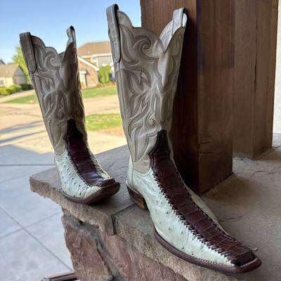 Genio Custom Mens Triad Exotic Ostrich Quill, Caiman Alligator & Leather S 9-9.5