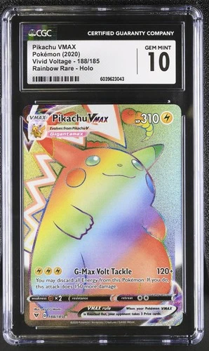 Pikachu Vmax 188/185 Rainbow Rare Holo Pokemon CGC 10 Gem Mint *043