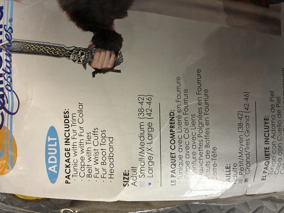 Viking Warrior 服装毛皮装饰 Cape L / XL 42-46 成人男式红头胡子 + 假发 — 第 4/4 张图片