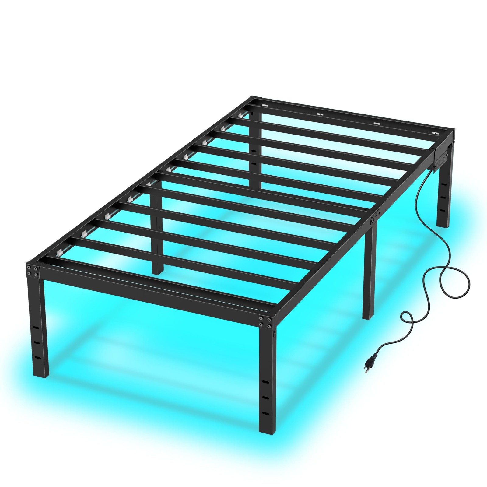 S For Kids 14 Inch Twin Bed Frame With Led Lights And Chargi