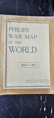 Original1941 PHILIPS WAR MAP of the WORLD WW2 Folding Antique George ...