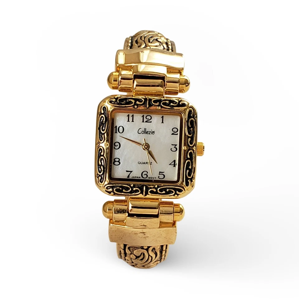 Кварцевые часы Collizio перламутровый золотистый браслет на петлях - Изображение 3 из 4
