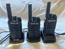 Lot of 3 Retevis RETC 15 Two-Way Mobile Radio Walkie-Talkies w/ chargers Tested