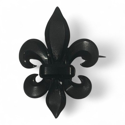 Brosche Fleur de Lys En Jais viktorianische Epoche 19. Jh. Königtum Jet Brooch