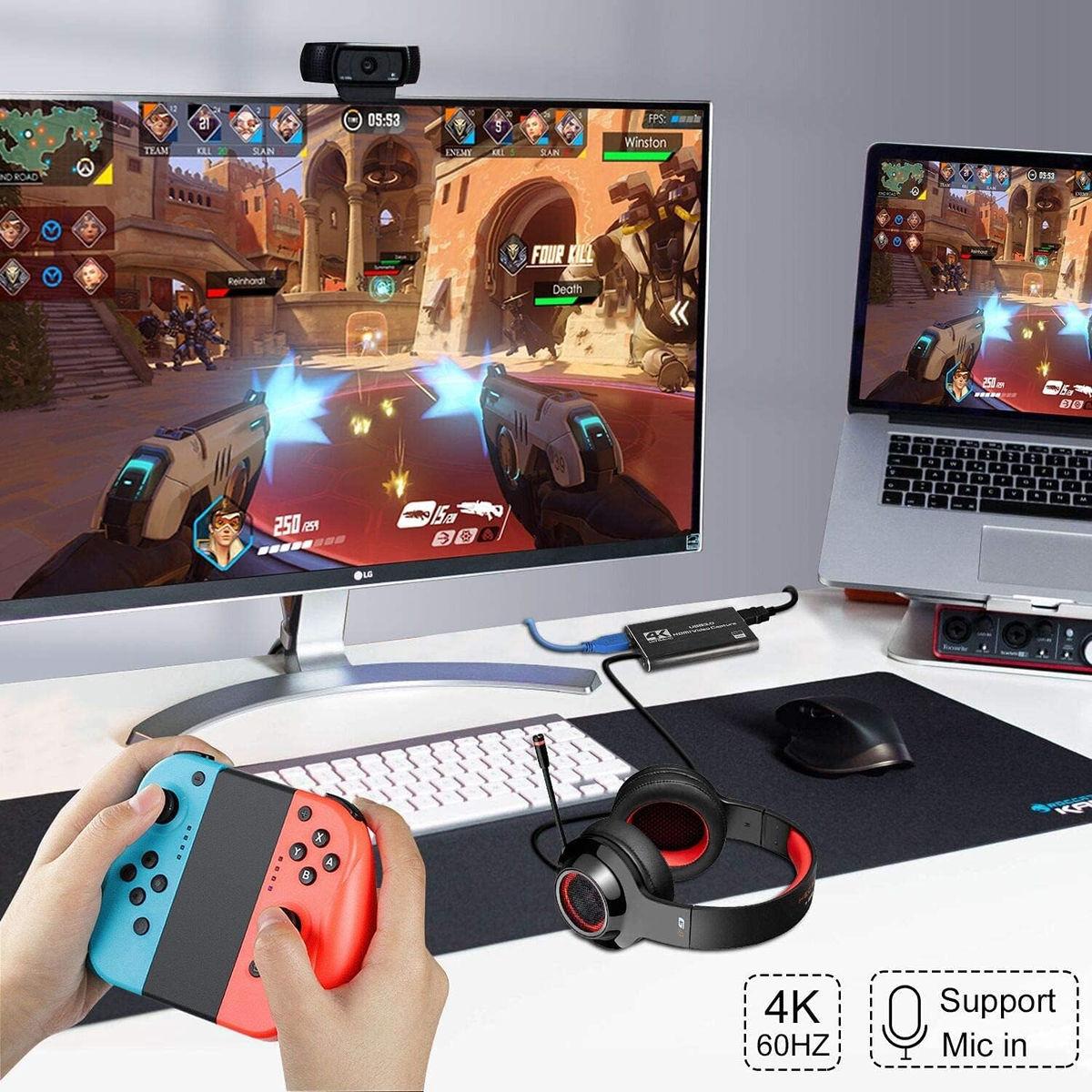 Capture Card Nintendo Switch, 4K HDMI Video Capture Card, 1080P