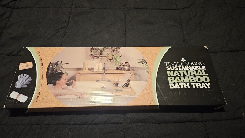 Temple Spring Expandable Natural Bamboo Bathtub Caddy Tray 27.5 x 7.5 in