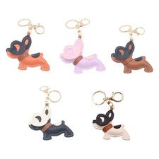 Miniature French Bulldog Leather Keychain for Fashion Accessory and Decoration