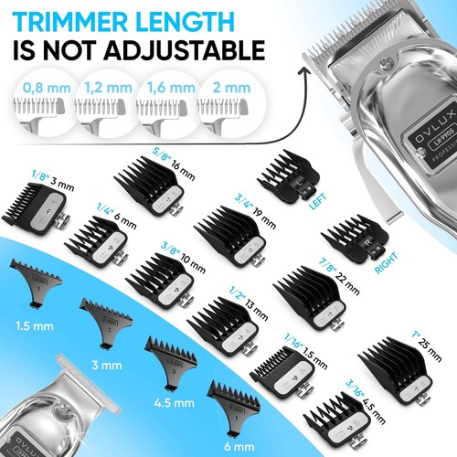 Full Metal Cordless Hair Clippers and Trimmer professional set for Men - Rech... - Bild 2 von 6