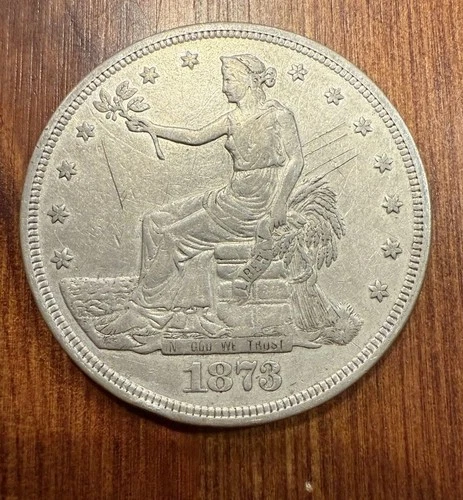 1873-P Trade Silver Dollar $1 — VF/XF Details — Scratches