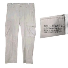 Ralph Lauren Polo Jeans USRL Military Surplus Khaki Cargo Pants Men's 36x30
