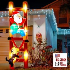 Funny Christmas Inflatable Santa Claus & Dog,Outdoor Indoor Santa On Ladder