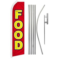 Food Advertising Swooper Feather Flutter Flag  Pole Kit Concessions Restaurant