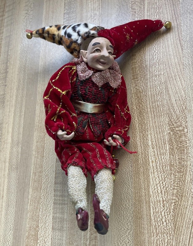 Jester Elf Doll Christmas Poseable Shelf Sitter or Hanger 7”