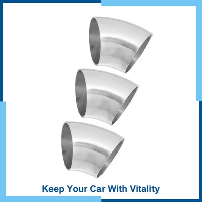 3 Pcs OD 2 Inch 45 Degree Bend Exhaust Elbow Tube Pipe Arc Length 67mm for Car