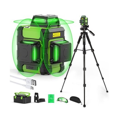 Huepar Laser Level 360° with Tall Tripod, Self Leveling Rechargeable Lazer 