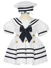 New Girl's 2pc White Sailor Dress