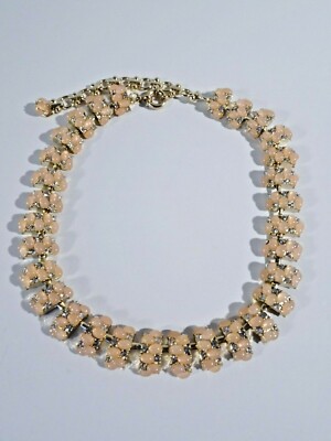 J.Crew Women's Peach Opal Oval Crystal Round Bubble Link Necklace NWOT 150