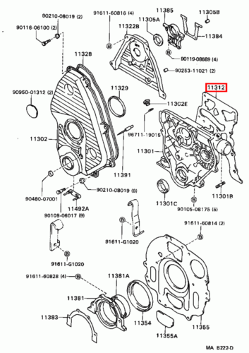 Genuine Hilux LN171 LN170 LN167 LN166 3L 5L 2L Timing Gear Cover Case Gasket - Picture 13 of 20